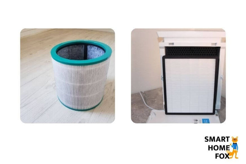 Die Filtereinheit vom Dyson Pure Cool Link im Vergleich zur Filtereinheit von einem anderen Luftreiniger